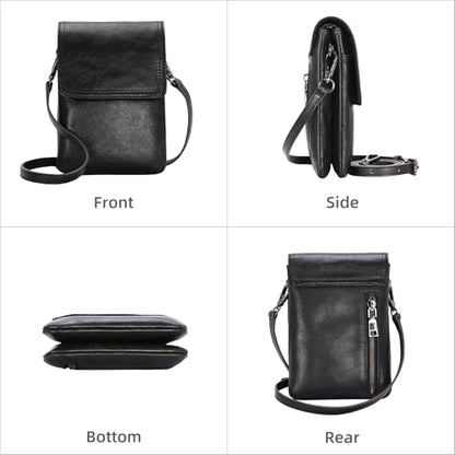 Iswee Rfid Blocking Small Crossbody Bag for Women Travel Classic Style | Genuine Leather,Adjustable Shoulder Strap,Fits 6.9" Phone,Anti-Theft Purse,Perfect for Daily Use and Weekend Travel - color: Black