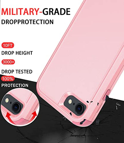 Diverbox Designed for iPhone SE case with Screen Protector Heavy Duty Shockproof Shock-Resistant Cases for Apple iPhone se Phone 2022/2020 Release (Pink) - color: Pink