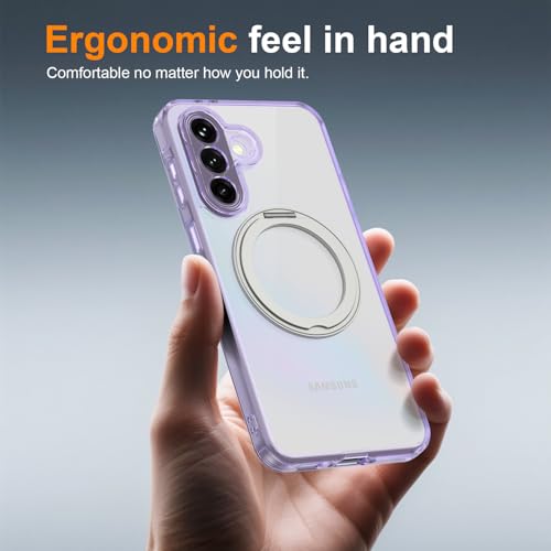 Case for Samsung Galaxy A37 5G Phone 2026 | Rotating Stand | Non-Yellowing Transparent Clear | Wireless Charging | Shockproof Protection (Purple) - color: Purple, size: A37