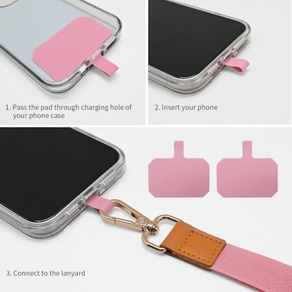 Phone Lanyard,Adjustable Crossbody Lanyard with Wrist Strap Pink - color: Solid Pink