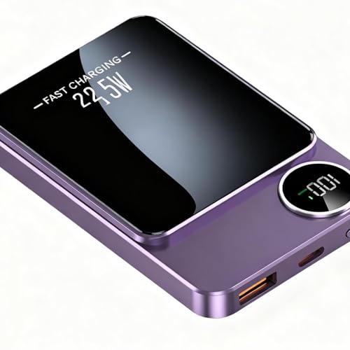 Wireless Charger Pad 20000mAh, Magnetic Fast Charging Hub for Phone Earbuds Smart Watch, Portable Power Bank Charger for Desk Home Office Travel Device - color: Purple