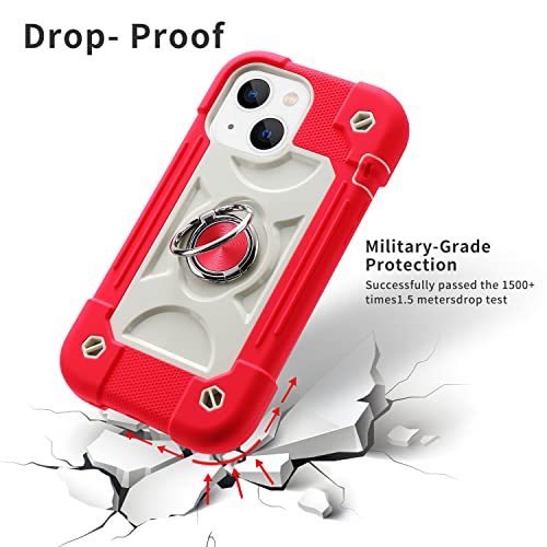 MARKILL Compatible with iPhone 14 Case/iPhone 13 Case 6.1 Inch with Built-in 360°Rotating Ring Stand, Military Grade Drop Protection Full Body Rugged Heavy Duty Durable Cover. Hot Pink - color: Hot Pink, size: iPhone 14/iPhone 13 6.1"