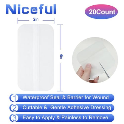 Niceful Hydrocolloid Bandages 2 x 4 in, 20 Count - size: 2" x 4" (20 Dressings)