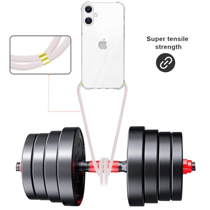 Clear Case for iPhone 16 Adjustable Lanyard Neck Strap for Women Soft TPU Rubber Bumper Case Cover Transparent Slim Shockproof Protective Phone Case for iPhone 16 - Rose Gold - size: for iPhone 16