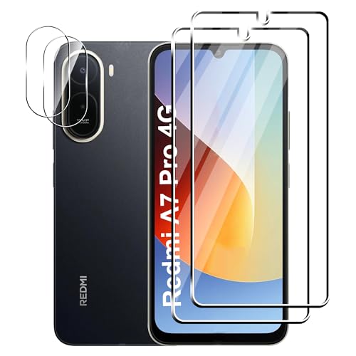 for Redmi A7 Pro 5G Screen Protector with Camera Lens Protector, 9H Hardness Anti-Scratch Tempered Glass flim, Case Friendly,(2+2 PACK) - color: Redmi A7 Pro 5G