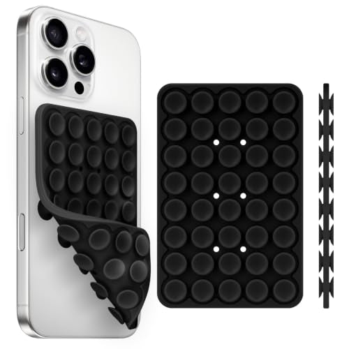 Yojaro Silicone Suction Cup Phone Case Mount Double Sided, Phone Accessories Hands-Free Strong Grip Holder for Selfies and Videos, Silicon Phone Stand for iPhone and Android Black - color: Black