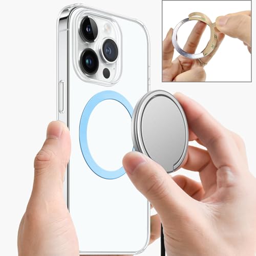 TENOC Universal Metal Ring Sticker, 3Pcs, Blue | Compatible with iPhone/Samsung/Android Cellphones, Magnetic Phone Charger/Mount/Holder Conversion - color: Blue