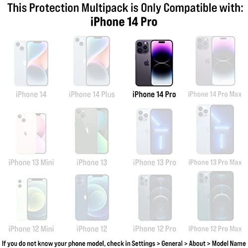 Scooch® Tempered Glass Multipack for iPhone 14 Pro, 3 Screen Protectors and 2 Camera Lens Protectors, Premium 9H Tempered Glass, Anti-Scratch, Anti-Fingerprint, Impact Resistant - size: iPhone 14 Pro