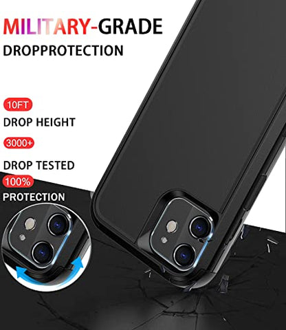 Diverbox for iPhone 11 Case [Shockproof] [Dropproof] [Tempered Glass Screen Protector],Heavy Duty Protection Phone Case Cover for Apple iPhone 11 (Black-3in1) - color: Black-3in1