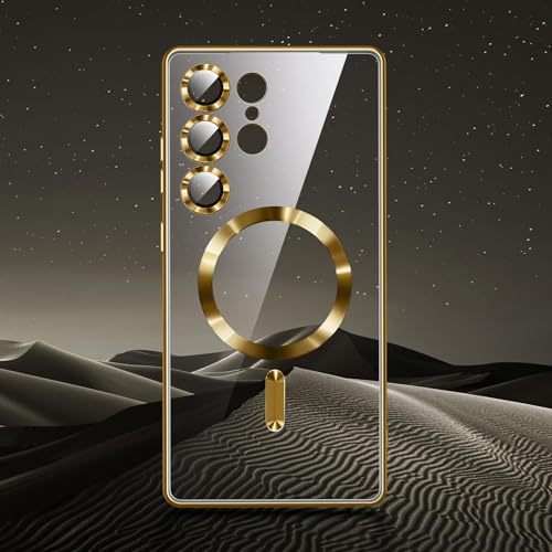 Compatible with Samsung Galaxy S25 Ultra Case（Only）.Magnetic Cover for S25 Ultra. Glossy Slim Thin Soft funda capa para for Galaxy S25 Ultra 6.9 inch.Compatible with MagSafe (Gold) - color: Gold