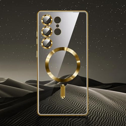 Hurgoer for Samsung Galaxy S24 Ultra Case（Only）.Magnetic Cover for S24 Ultra，Glossy Slim Thin Soft funda capa para 6.8 inch.Compatible with MagSafe (Gold) - color: Gold