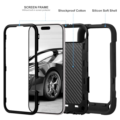 MARKILL Compatible with iPhone Air Case 6.5 Inch 2025 with 360 Degree Rotate Ring Stand, Military Grade Drop Protection Full Body Rugged Protective Case Kids Black - color: Black, size: iPhone Air 6.5"