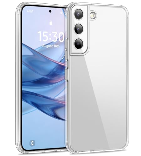 USLAI Case for Samsung Galaxy S22 5G, Anti-Yellowing, Crystal Clear Back, Shockproof & Military‑Grade Drop Protection - Transparent - color: Clear, size: Galaxy S22