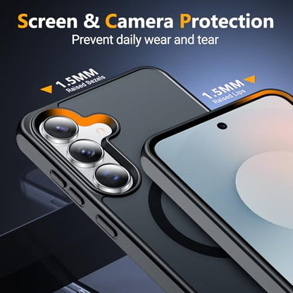SPIDERCASE for Samsung Galaxy S25 FE Case,Built-in Stand,Black | Magnetic [3 Stand Ways] Invisible Kickstand|Tranlucent Matte|Drop Protection| Shockproof Slim Case - color: Black, size: S25 Fe