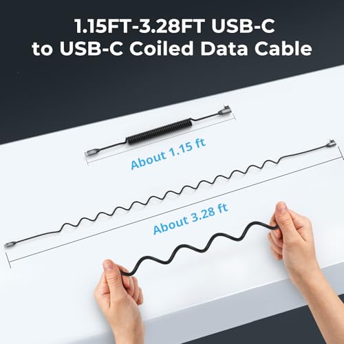 SMALLRIG USB-C to USB-C Coiled Data Cable (Straight to Angled) - 4792 - size: 1.15-3.28 ft, style: Straight to Angled Coiled