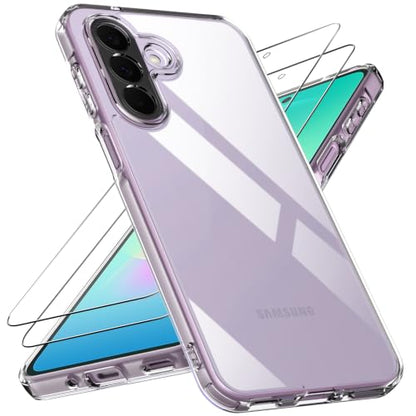 for Samsung Galaxy A27 5G Clear Case with 2 Pack Built-in Screen Protector,Shockproof Soft TPU Bumper and Hard PC Back Phone Case,Anti-Scratch,Drop Protection,Slim Fit Cover Case - color: Samsung A27