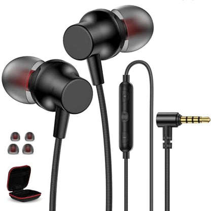 3.5mm Headphones Wired Earbuds for Laptop School Computer PC,Black - color: Black