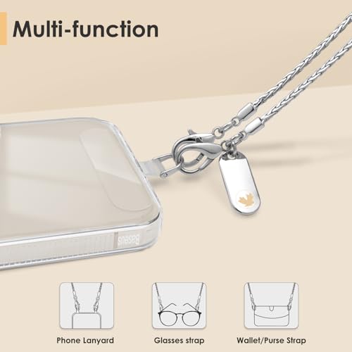 Metal Phone Lanyard Crossbody,Anti-Theft Phone Strap For Women - color: Silver, size: Long