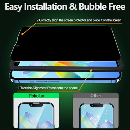 Pokolan Privacy Screen Protector for iPhone 13 Tempered Glass Film - size: iPhone 13