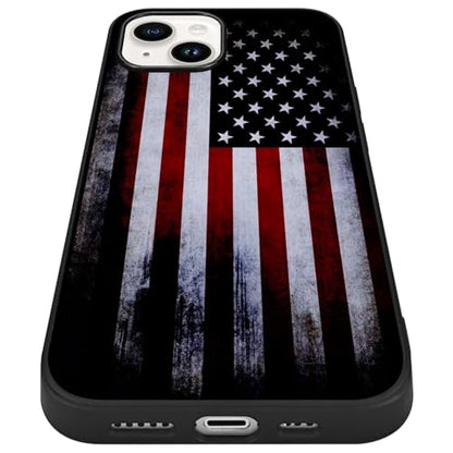 Compatible with iPhone 14 Case American Flag Pattern | Anti-Scratch Hard PC Back, Non-Slip Soft TPU Sides, Shockproof Protection Cover - color: American Flag