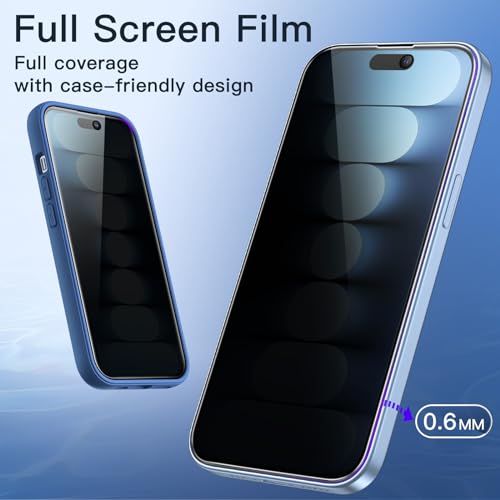 JETech Privacy Screen Protector for iPhone 15 Plus, 2-Pack - size: iPhone 15 Plus