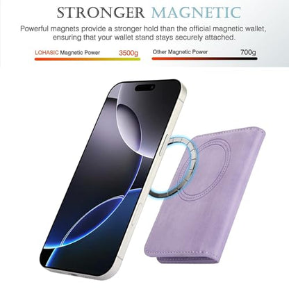 HAII for MagSafe Card Wallet Bag compatible with MagSafe Invisible Ultra-Thin Lightweight Kickstand Magnetic Mobile Wallet Man Woman, 4 Card Slots + 1 Cash Bag. (Purple, Buckle Wallet) - color: Purple, size: 4 Card Slots + 1 Cash Bag - Buckle Wallet