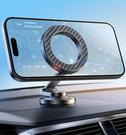 JUHOO Upgrade Phone Holder for car Magnetic rotatable and Retractable car Phone Holder Mount Dashboard Mount Fit for iPhone 15 14 13 12 Pro Max Plus Mini & All Smartphone - color: Kevlar Black Upgrade