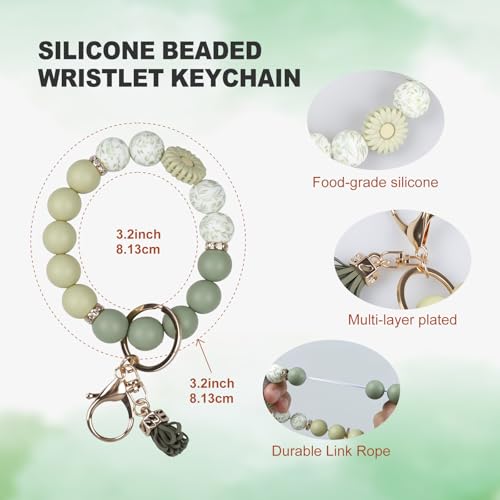 Phone Lanyard Crossbody with Zippered Wallet, Wrist Strap, Key Ring, Phone Tab and Bracelet, Adjustable Anti Theft Lanyard for Women, Dark Green