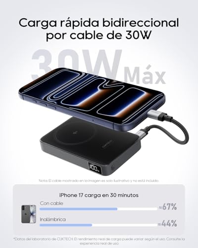 CUKTECH Qi2 Certified 15W Magnetic Power Bank, 10000mAh Battery Pack - color: Qi2 15W Wireless