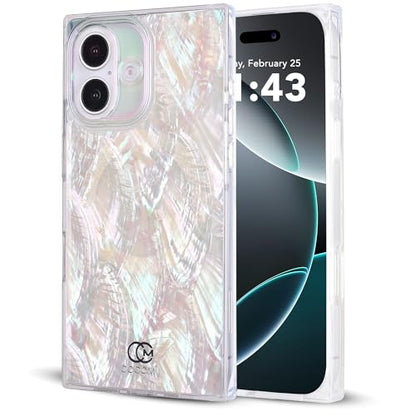 COCOMII Rectangle for iPhone 16 Case, Natural Real Mother of Pearl | Compatible with MagSafe Wireless Charging, Shockproof 10ft Drop Protection, Camera & Screen Protection, Premium Glossy Finish - color: Natural Real Mother of Pearl, size: iPhone 16 (6.1"