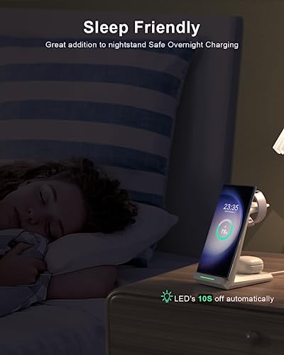 ADADPU 3 in 1 Wireless Charging Station for Samsung Galaxy Devices - color: White