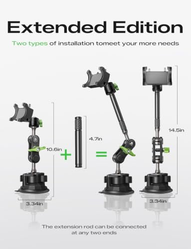 MAGIC JOHN Durable Metal Phone Holders for Your Car, Windshield Car Mount - style: Extended