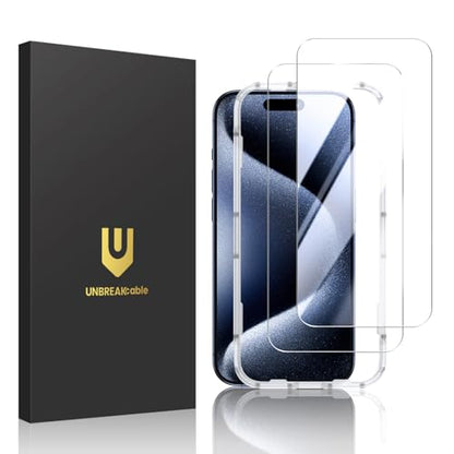 UNBREAKcable 2-Pack Screen Protector for iPhone 15 Pro Max Tempered Glass - size: iPhone 15 Pro Max