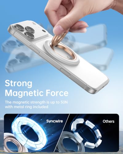 SYNCWIRE Magnetic Phone Ring Holder, for MagSafe Phone Grip Stand Kickstand - color: Pearl Gold