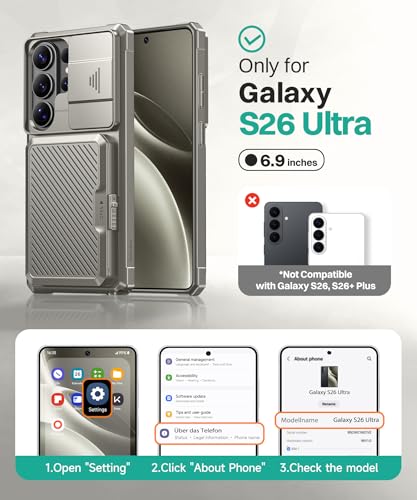 GolbinBox for Samsung Galaxy S26 Ultra Case with Wallet & Lock,Pearl Silver | Card Holder, Slide Camera Cover, Built-in Safety Lock & RFID Protection, Holds 4~5 Cards or Cash, S26 Ultra Wallet Case 6.9'' - color: Pearl Silver