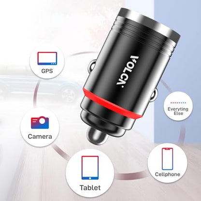 Dual Port Car Charger, [Matt Black] [2 Pack] USB A & USB C Car Cigarette Lighter Charging Adapter, 30W Fast Charging, PD&QC 3.0, Compatible with iPhone 16/15/14/13/12 Series, Samung, Pixel
