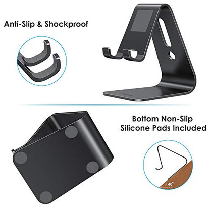 OMOTON C1 Upgraded Aluminum Cell Phone Stand for Desk, Durable Phone Dock - color: Black