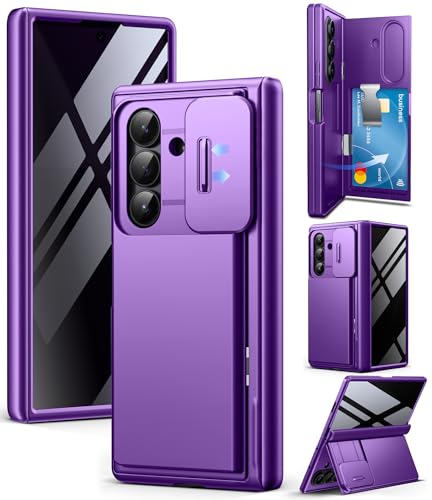 TONGATE Wallet for Z Fold 7 Case with Privacy Screen Protector, Purple - color: Purple