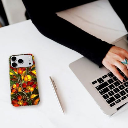 Compatible with iPhone 17 Pro,Anti-Scratch Glossy Case Cover,Stained Glass Flower 03 - color: Stained Glass Flower 03, size: IPhone 17 Pro