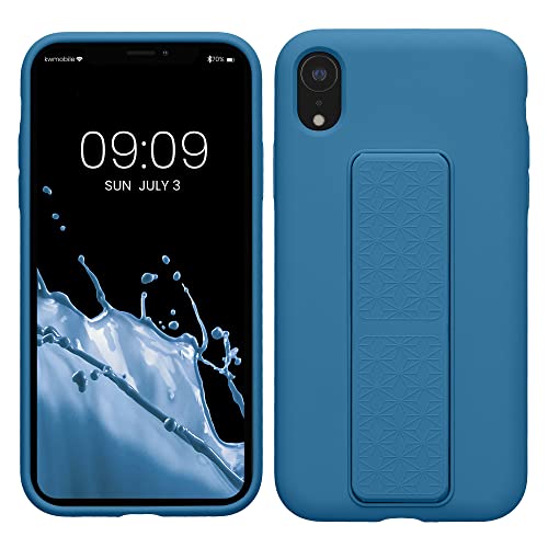 kwmobile Case for Apple iPhone XR Case - Soft TPU Cover with Silicone Coating - with Hand Strap and Stand Function - Shockproof - Caribbean Blue - color: caribbean blue