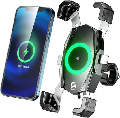 Kewig Motorcycle Phone Mount Qi 15W Wireless & USB C 20W Fast Charging Port