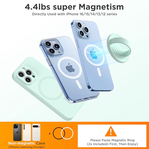 Upgraded Magnetic Phone Grip, Liquid Silicone Soft and Portable, Removable Finger Loop Ring Grip Holder for iPhone, Strong Magnetic Attraction, Compatible with MagSafe Phone Case, Mint Green - color: Mint Green