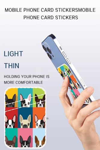 Dual Pocket Leather Phone Wallet, Adhesive Stick On, Cute & Funny Dogs Design - color: Funny Dogs