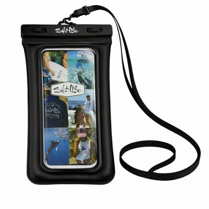 Salt Life Floating Waterproof Phone Case– IPX8 100% Waterproof Phone Case that Floats in Water, Universal Phone Dry Bag with Touchscreen Clear Window, Secure Seal Closure & Lanyard (Black) - color: Black