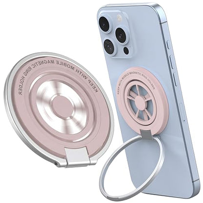 Magnetic Phone Ring Holder for MagSafe, Aesthetic Fidget Spinner Phone Grip - color: Pink