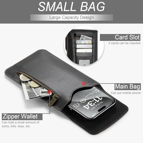 Small Crossbody Bag Cell Phone Purse for Women Men Leather Mini Shoulder Bag Wallet Case with Card Holder Slot Lanyard for All Phones iPhone 16 15 11 Samsung Google Moto up to 7.5" Black - color: Black 1