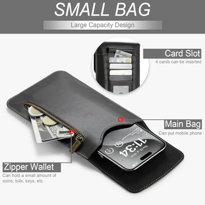 Small Crossbody Bag Cell Phone Purse for Women Men Leather Mini Shoulder Bag Wallet Case with Card Holder Slot Lanyard for All Phones iPhone 16 15 11 Samsung Google Moto up to 7.5" Black - color: Black 1