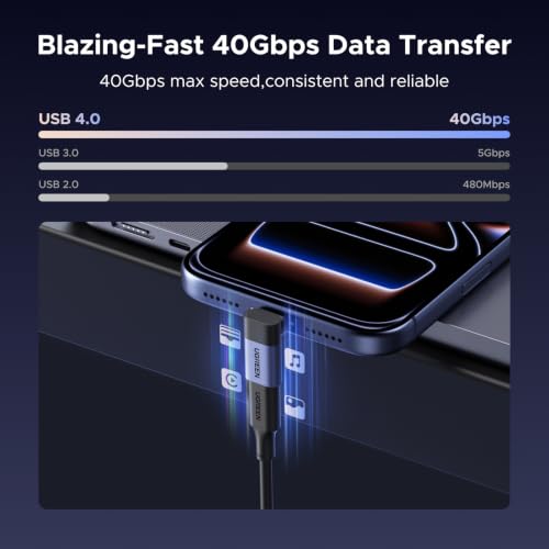 UGREEN 90 Degree USB C Adapter 3 Pack, Right Angle Male to Female Converter