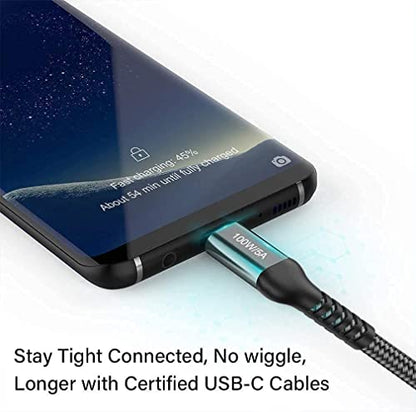 10FT USB-C to USB-C Cable 100W, 20V/5A Long Fast PD Charging Grey - color: Grey, size: 10FT
