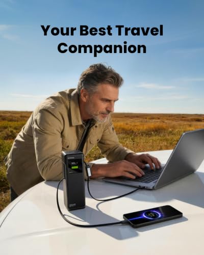 Laptop Power Bank 170W Fast Charging, 25000mAh Portable Charger for MacBook - color: Black